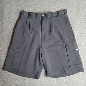 TravelSmith 100% Silk 8" Cargo Shorts Tag Size 34 Black Pleated Cruise Casual